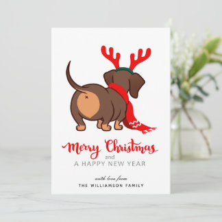 Funny Dachshund Dog Merry Christmas Card
