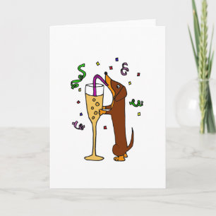Funny Dachshund Dog Party Cartoon Card