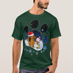 Funny Dachshund Dog Paw Christmas Snowman Xmas Li T-Shirt