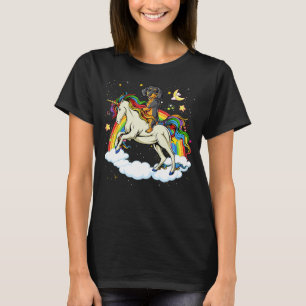 Funny Dachshund Dog Riding Unicorn & Rainbow Boys T-Shirt