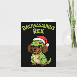 Funny Dachshund Dog T-rex Costume Christmas Kids B Card