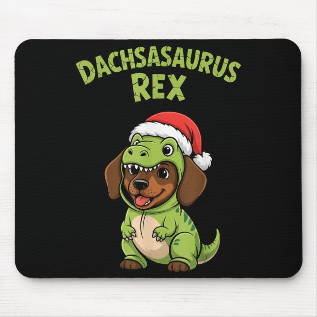 Funny Dachshund Dog T-rex Costume Christmas Kids B Mouse Mat (Front)