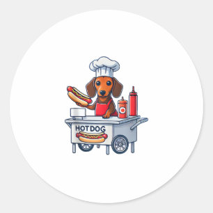 Funny Dachshund Dog Weenie Sausage Hotdog Sandwich Classic Round Sticker