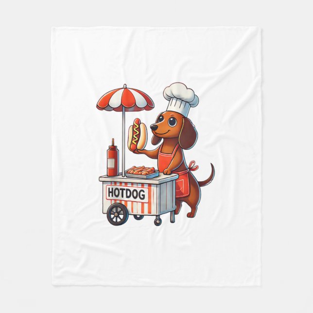 Funny Dachshund Dog Weenie Sausage Hotdog Sandwich Fleece Blanket (Front)