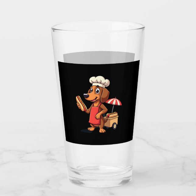 Funny Dachshund Dog Weenie Sausage Hotdog Sandwich Glass (Front)