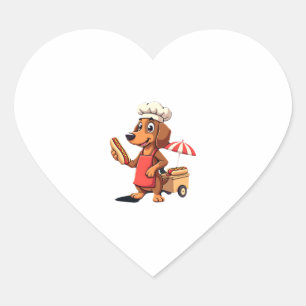 Funny Dachshund Dog Weenie Sausage Hotdog Sandwich Heart Sticker
