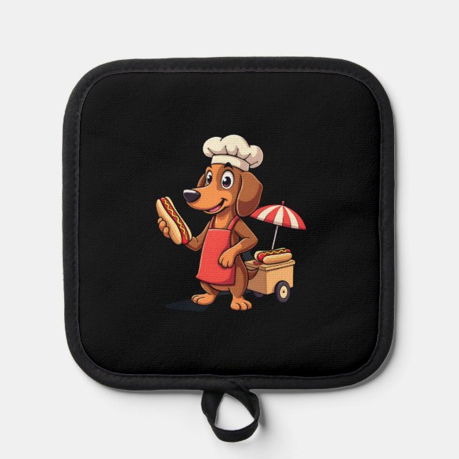 Funny Dachshund Dog Weenie Sausage Hotdog Sandwich Pot Holder (Front)