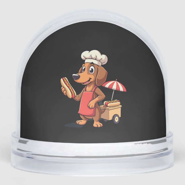 Funny Dachshund Dog Weenie Sausage Hotdog Sandwich Snowglobe (Front)