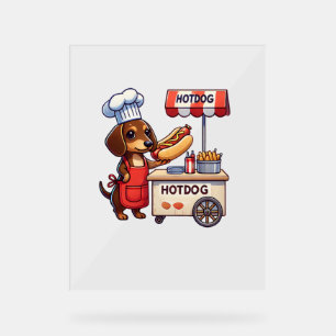 Funny Dachshund Dog Weiner Sausage Hotdog Sandwich Acrylic Sign