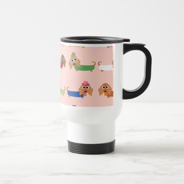 Funny Dachshund Dogs Travel Mug (Right)
