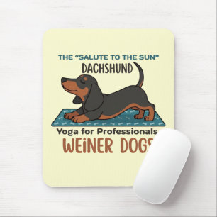 Funny dachshund doing the sun salutation (yoga) mouse mat