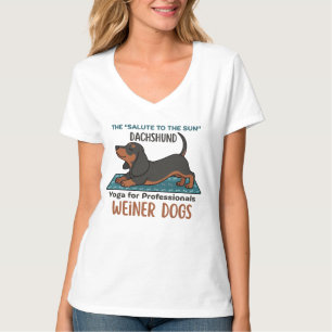 Funny dachshund doing the sun salutation (yoga) T-Shirt