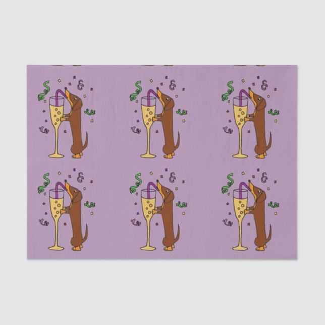 Funny Dachshund Drinking Champagne Tissue Paper (Front)