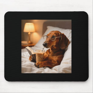 Funny dachshund drinking iced coffee lover humour  mouse mat