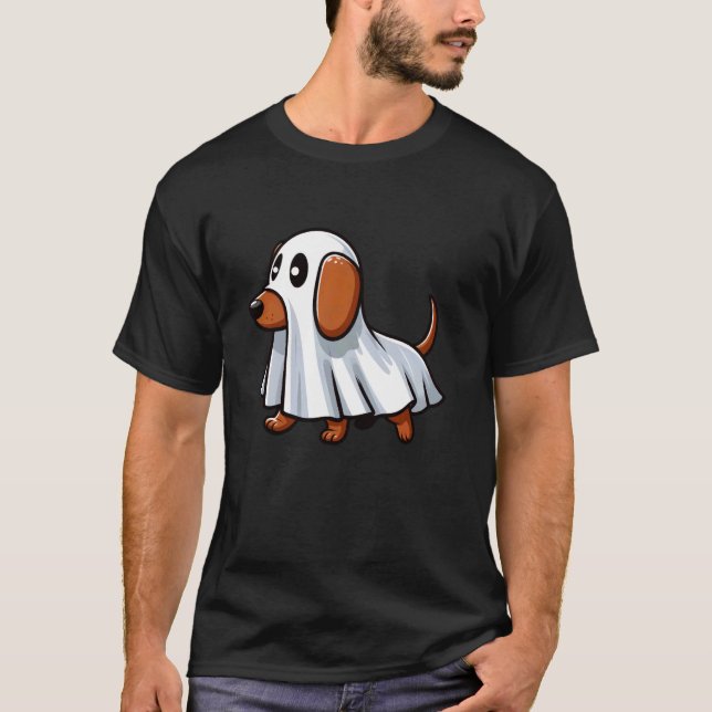 Funny Dachshund Ghost Halloween Costume Boys Girls T-Shirt (Front)