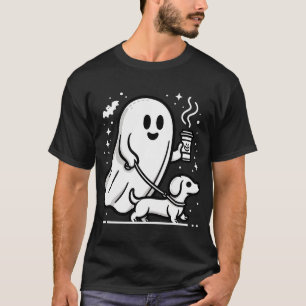 Funny Dachshund Ghost Halloween Spooky Season Ween T-Shirt