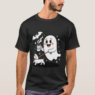 Funny Dachshund Ghost Halloween Spooky Season Ween T-Shirt