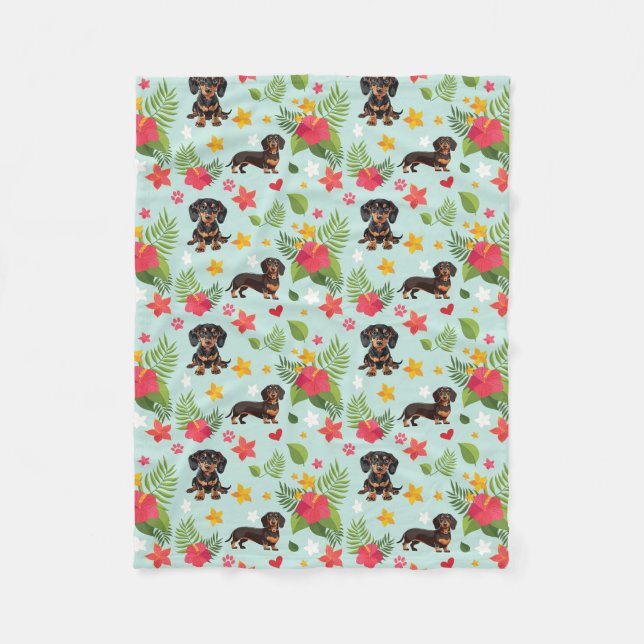 Funny Dachshund Gift Fleece Blanket (Front)