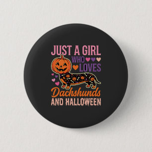 Funny Dachshund Halloween Pumpkin Dog Lover 6 Cm Round Badge