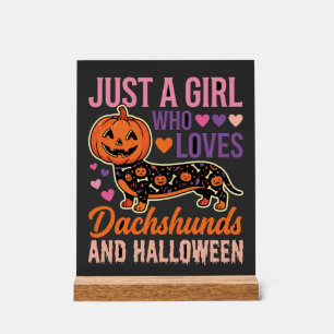 Funny Dachshund Halloween Pumpkin Dog Lover Acrylic Sign