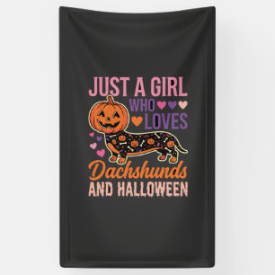 Funny Dachshund Halloween Pumpkin Dog Lover Banner