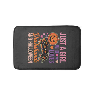 Funny Dachshund Halloween Pumpkin Dog Lover Bath Mat