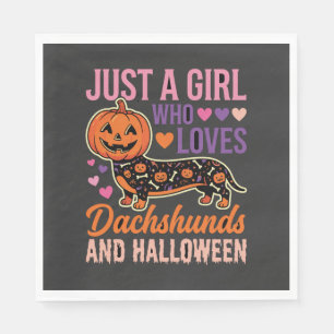 Funny Dachshund Halloween Pumpkin Dog Lover Napkin