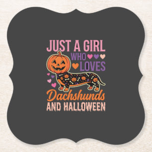 Funny Dachshund Halloween Pumpkin Dog Lover Paper Coaster