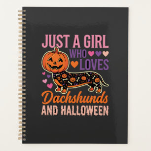 Funny Dachshund Halloween Pumpkin Dog Lover Planner