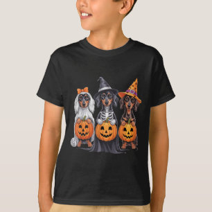 Funny Dachshund Halloween Pumpkin Weenie Dog Skele T-Shirt