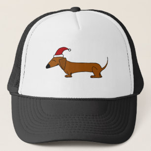 Funny Dachshund in Santa Hat Christmas Cartoon