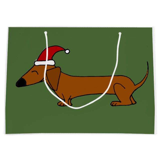 Funny Dachshund in Santa Hat Christmas Gift Bag (Front)