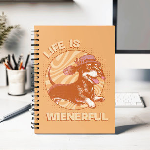 Funny Dachshund "Life is Wienerful" Retro Colours Notebook