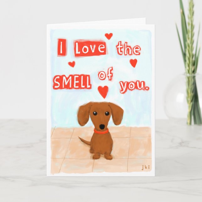 Funny Dachshund Love Valentine's Day Hearts Dog Holiday Card (Front)