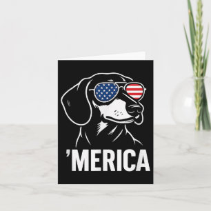 Funny Dachshund Merica Dog American Flag Sungles Card