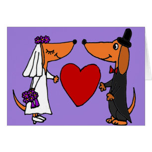 Funny Dachshund Puppy Dogs Bride and Groom Wedding