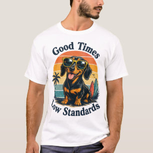 Funny Dachshund Retro Beach T-Shirt