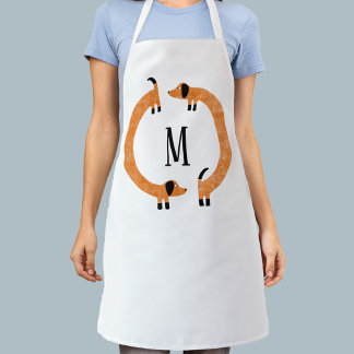 Funny Dachshund Sausage Dog Monogram Apron