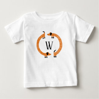 Funny Dachshund Sausage Dog Monogram Baby T-Shirt