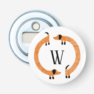 Funny Dachshund Sausage Dog Monogram Bottle Opener