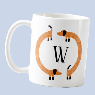 Funny Dachshund Sausage Dog Monogram Coffee Mug