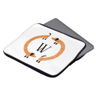 Funny Dachshund Sausage Dog Monogram Laptop Sleeve