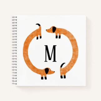 Funny Dachshund Sausage Dog Monogram Notebook