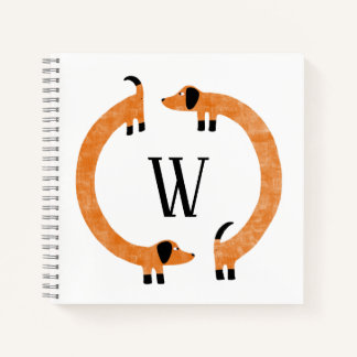 Funny Dachshund Sausage Dog Monogram Notebook