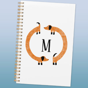 Funny Dachshund Sausage Dog Monogram Planner