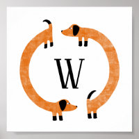 Funny Dachshund Sausage Dog Monogram