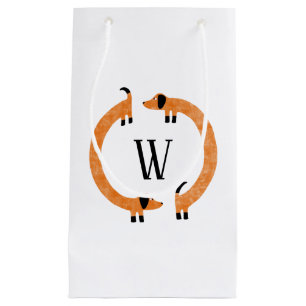 Funny Dachshund Sausage Dog Monogram Small Gift Bag