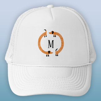 Funny Dachshund Sausage Dog Monogram Trucker Hat