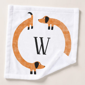 Funny Dachshund Sausage Dog Monogram Wash Cloth