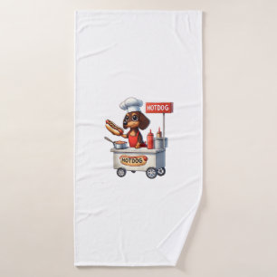 Funny Dachshund Sausage Dog Weenie Hotdog Sandwich Bath Towel